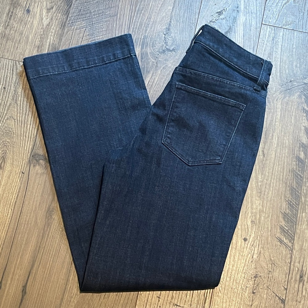Talbots Womens Dark Wash Trouser Jean Wide Leg High Rise Size 4 Indigo